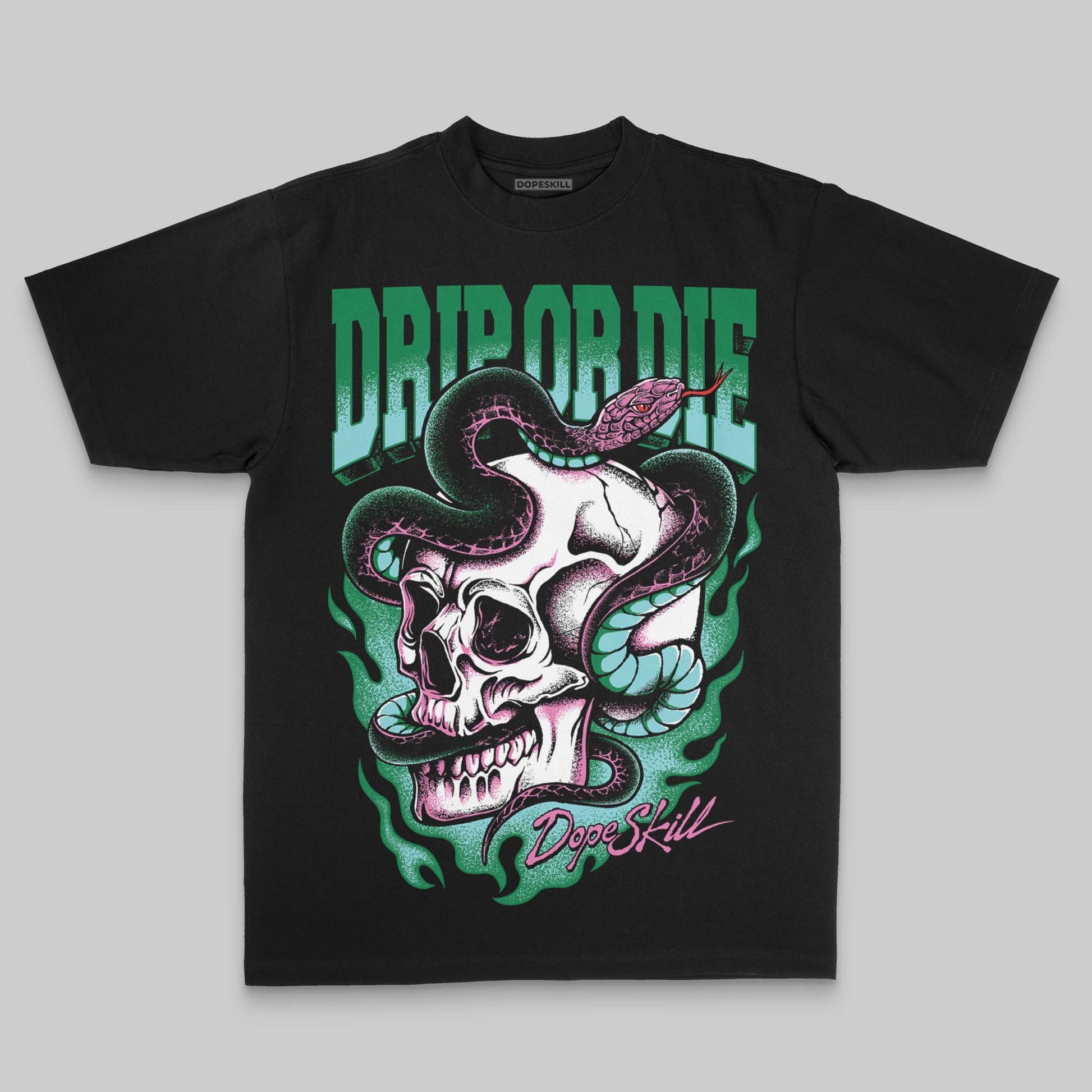 Green Oversize Print Drip or Die DopeSkill Graphic Premium T-shirt Streetwear - Black