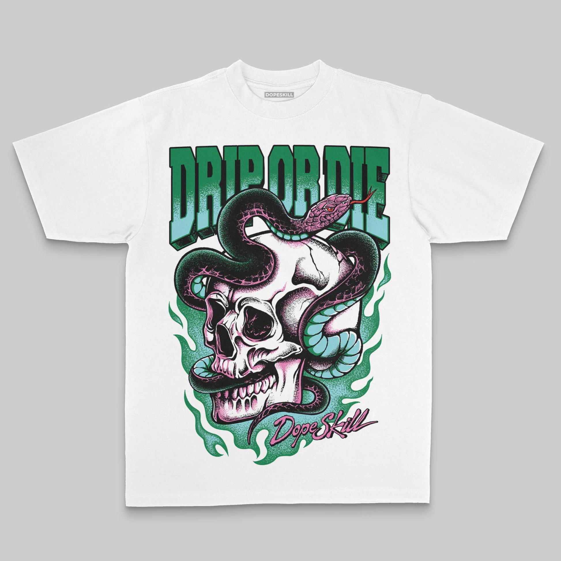Green Oversize Print Drip or Die DopeSkill Graphic Premium T-shirt Streetwear - White