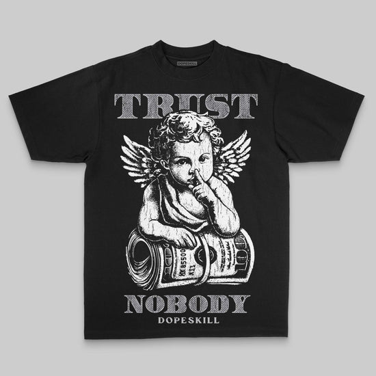 Grey Oversize Print Trust Nobody DopeSkill Graphic Premium T-shirt Streetwear - Black