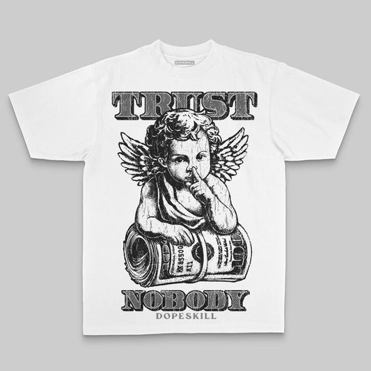 Grey Oversize Print Trust Nobody DopeSkill Graphic Premium T-shirt Streetwear - White