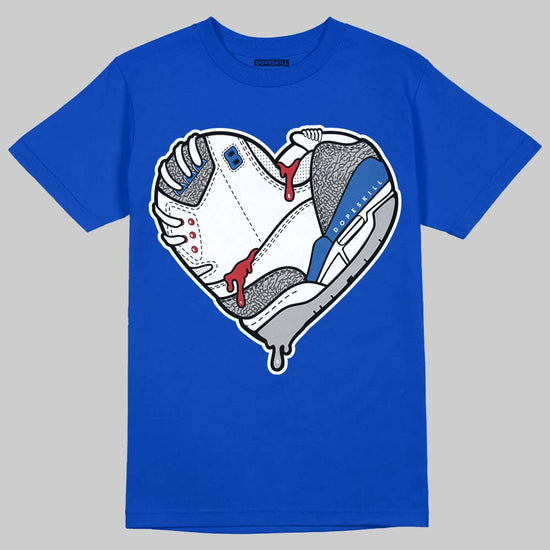 Jordan 3 "True Blue" DopeSkill T-Shirt Heart Jordan 3 Graphic Streetwear - Royal