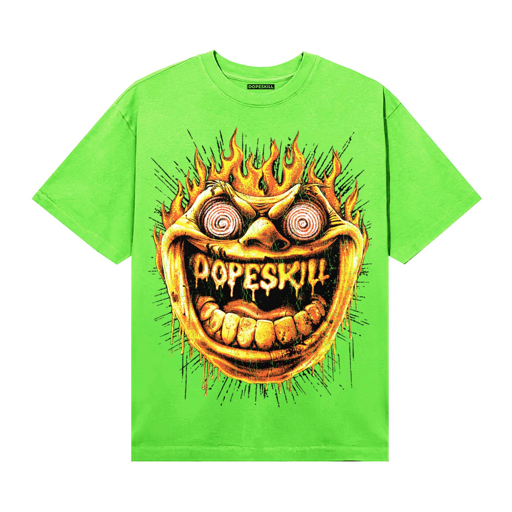 Neon Green Sneakers DopeSkill T-Shirt Hellfire Graphic Streetwear - Lime