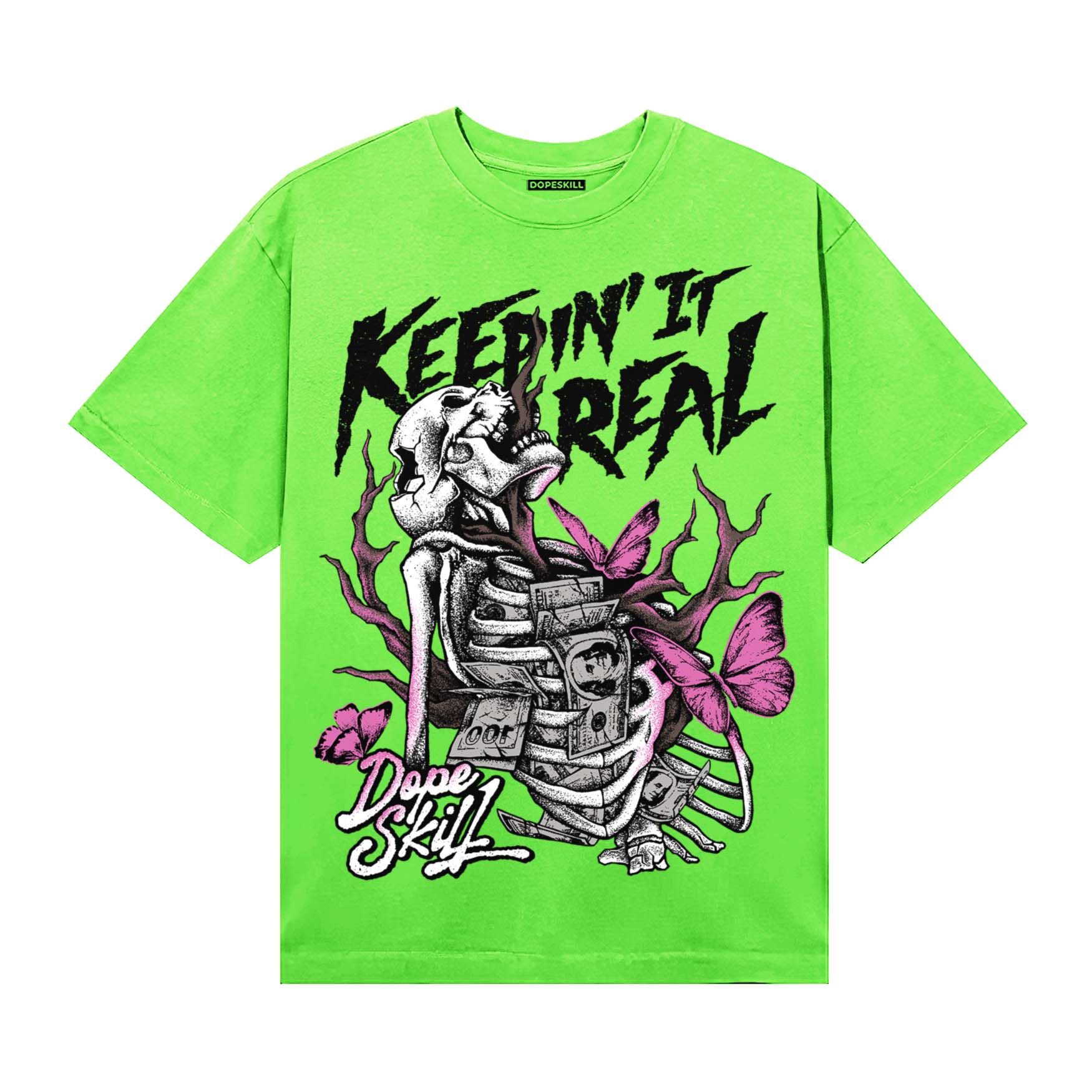 Neon Green Sneakers DopeSkill T-Shirt Keepin' It Real Graphic Streetwear - Lime