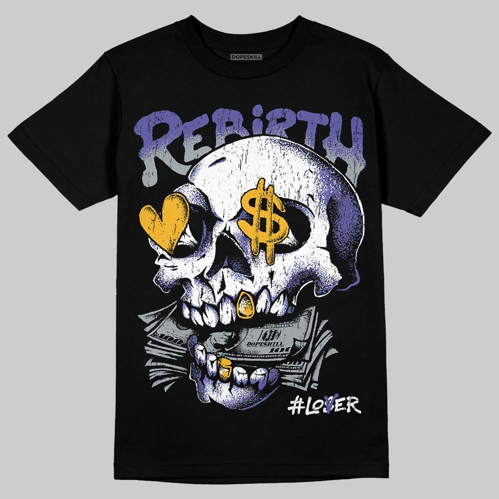 Jordan 4 Lakers DopeSkill T-Shirt Rebirth Graphic Streetwear - Black