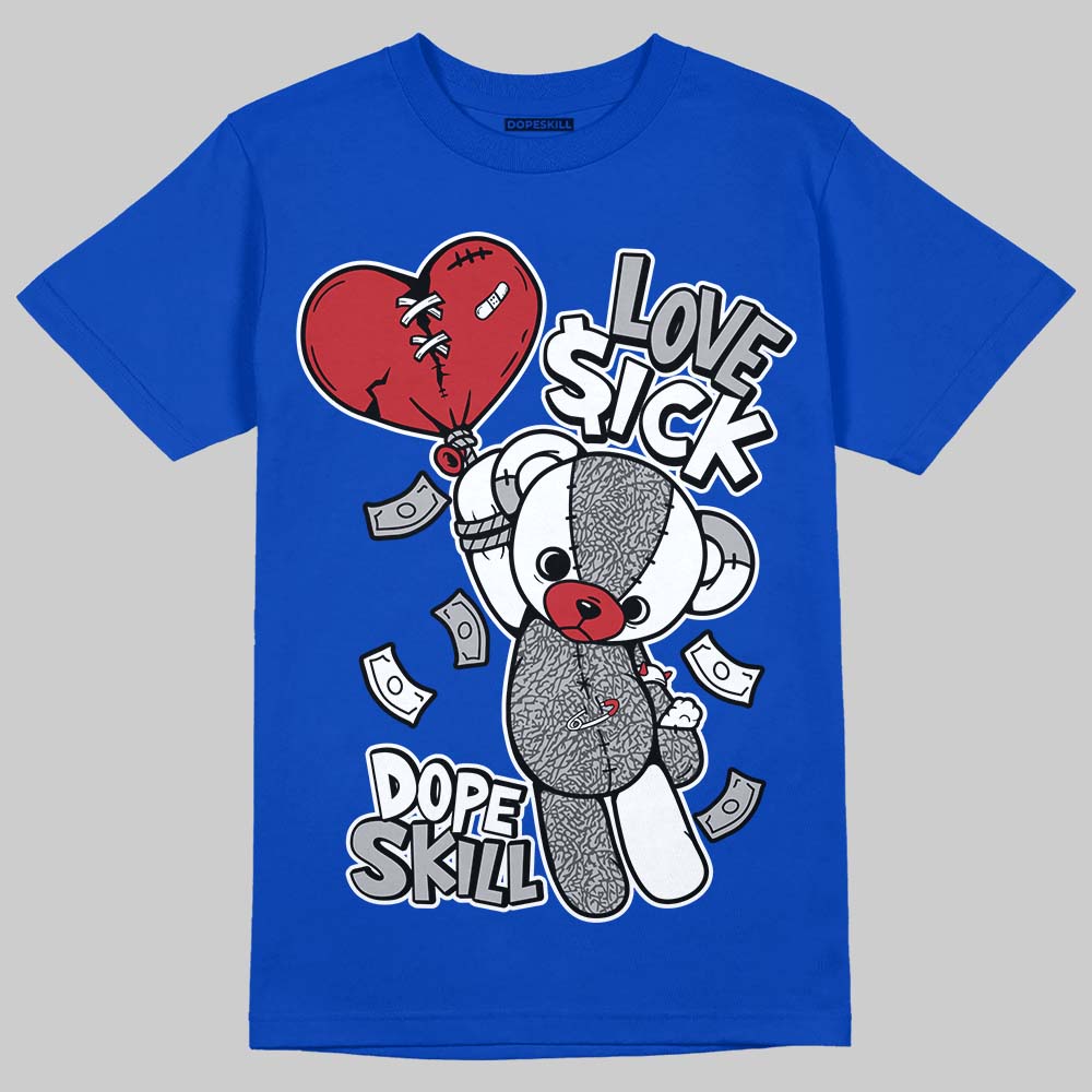Jordan 3 "True Blue" DopeSkill T-Shirt Love Sick Graphic Streetwear - Royal