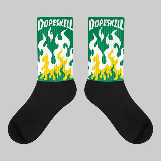 Lucky Green 5s DopeSkill Sublimated Socks FIRE Graphic