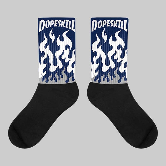 Jordan 3 "Midnight Navy" DopeSkill Sublimated Socks FIRE Graphic Streetwear