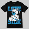 Jordan 4 Retro Military Blue DopeSkill T-Shirt Love Sick Graphic Streetwear - Black
