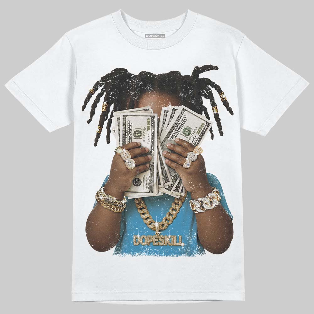 Jordan 4 Retro Military Blue DopeSkill T-Shirt Rich Youth Graphic Streetwear - White 