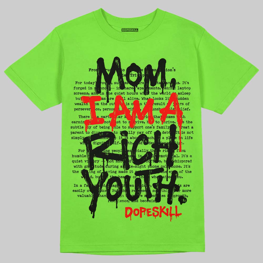 Neon Green Sneakers DopeSkill T-Shirt Mom, I Am A Rich Youth Graphic Streetwear - Lime