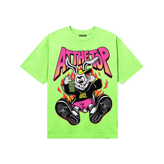 Neon Green Sneakers DopeSkill T-Shirt At The Top Graphic Streetwear - Lime