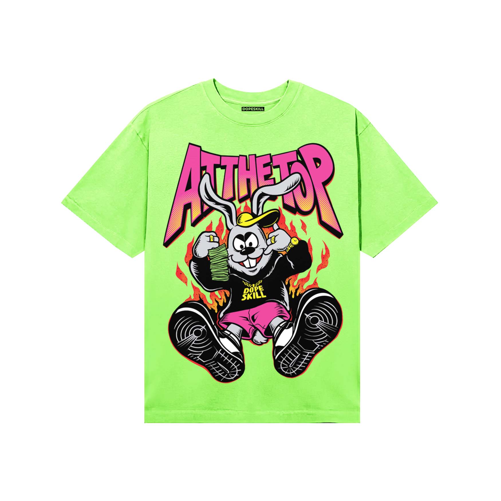 Neon Green Sneakers DopeSkill T-Shirt At The Top Graphic Streetwear - Lime