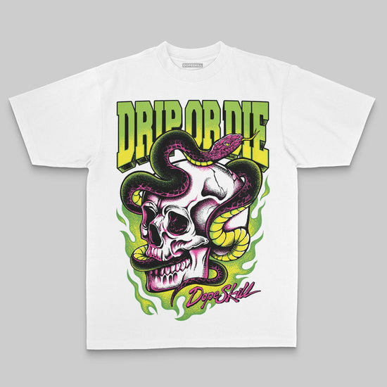 Neon Green Oversize Print Drip or Die DopeSkill Graphic Premium T-shirt Streetwear - White