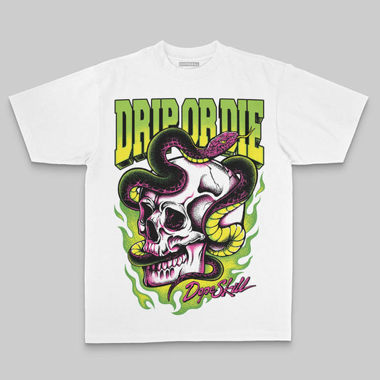Neon Green Oversize Print Drip or Die DopeSkill Graphic Premium T-shirt Streetwear - White