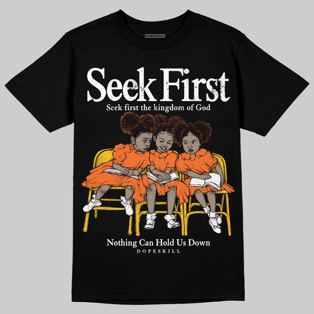 Orange, Black and White Sneakers DopeSkill T-Shirt New Seek First Graphic Streetwear - Black