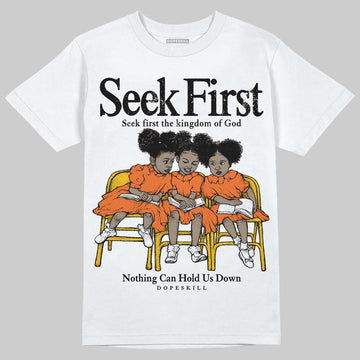 Orange, Black and White Sneakers DopeSkill T-Shirt New Seek First Graphic Streetwear - White