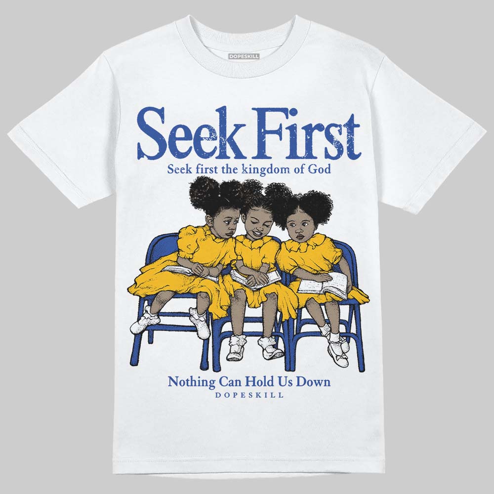 Royal Blue Sneakers DopeSkill T-Shirt New Seek First Graphic Streetwear - White