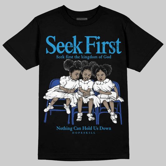 Royal Blue Sneakers DopeSkill T-Shirt New Seek First Graphic Streetwear - Black