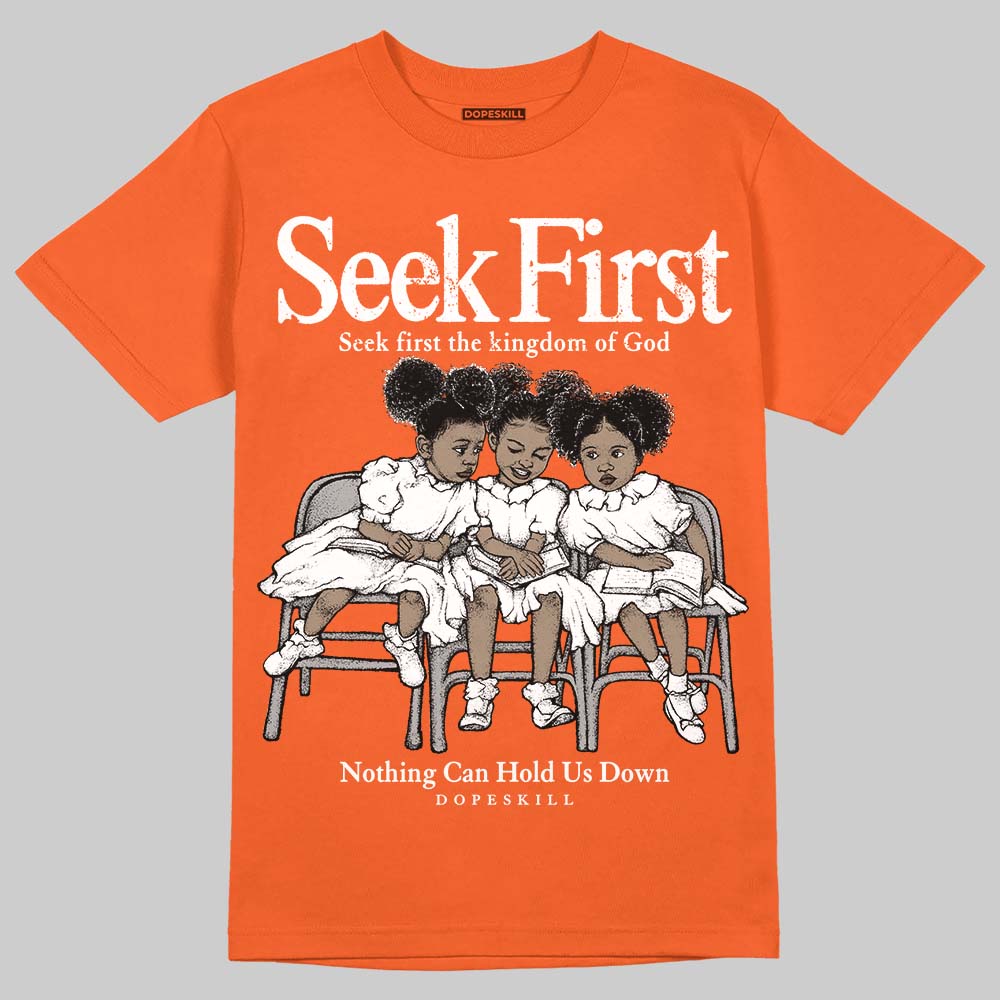 Orange, Black and White Sneakers DopeSkill T-Shirt New Seek First Graphic Streetwear - Orange