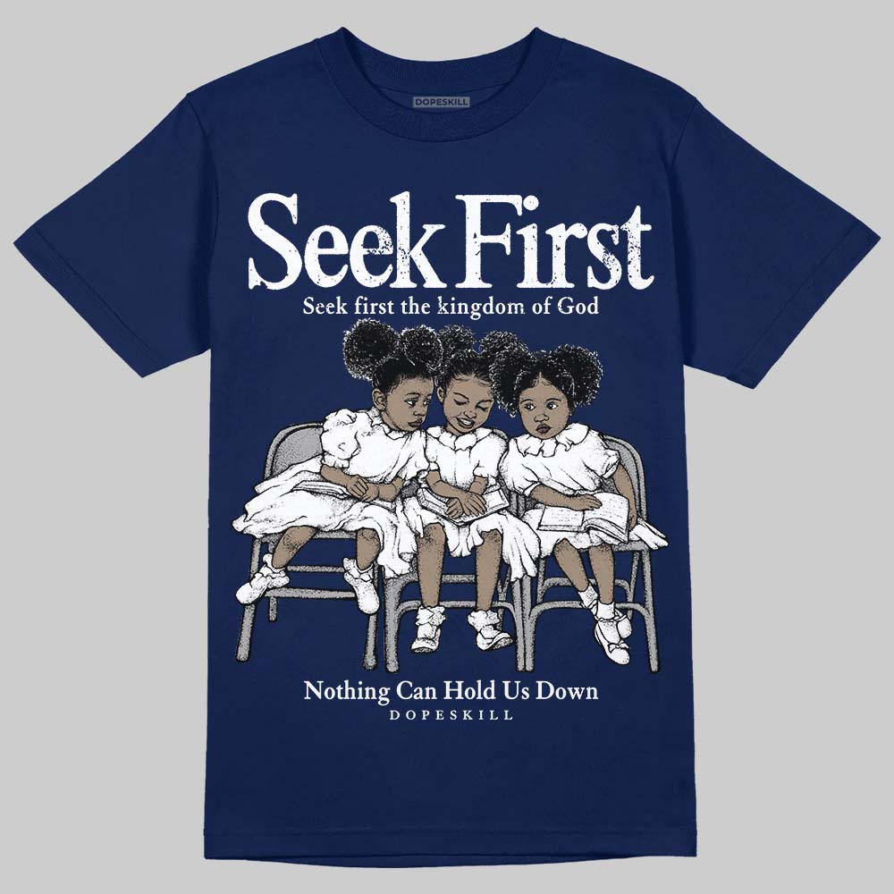 University Blue Sneakers DopeSkill T-Shirt New Seek First Graphic Streetwear Navy