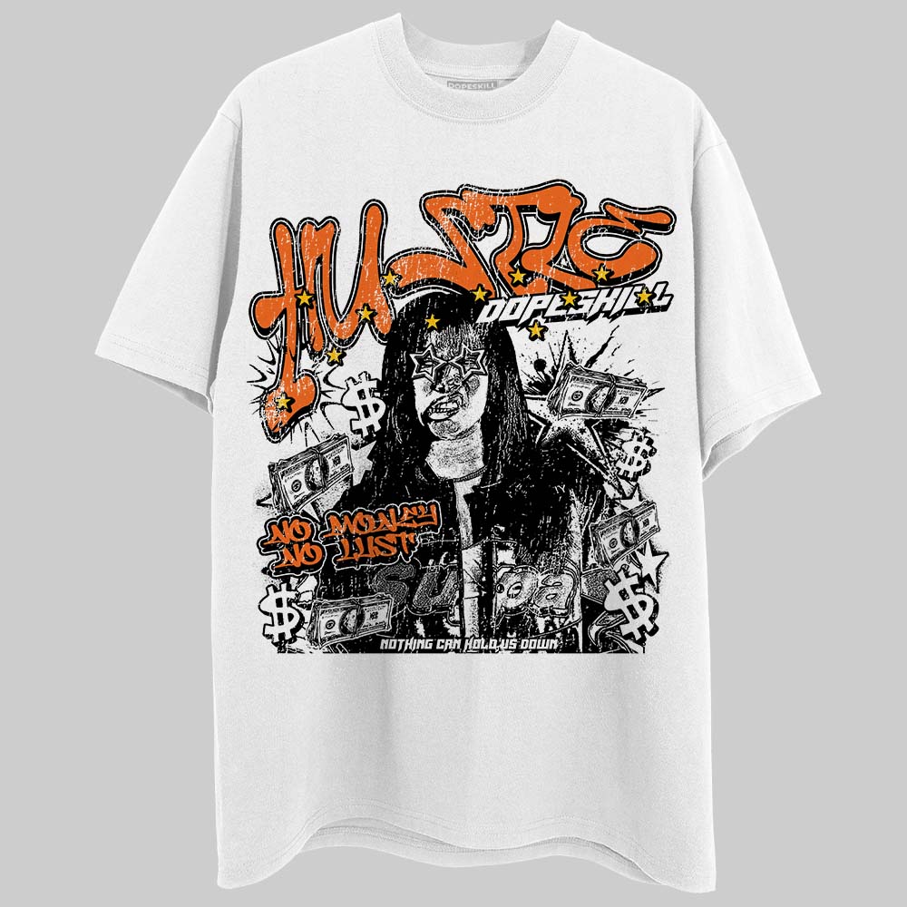 Orange, Black & White Sneakers DopeSkill T-Shirt No Money No Lust Graphic Streetwear - White