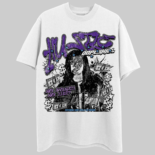 PURPLE Sneakers DopeSkill T-Shirt No Money No Lust Graphic Streetwear - White