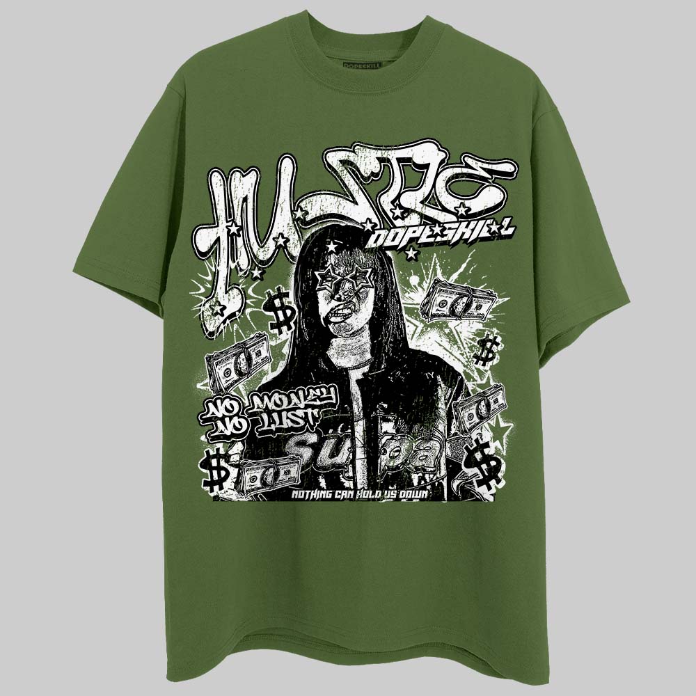 Olive Sneakers DopeSkill T-Shirt No Money No Lust Graphic Streetwear - Military Green