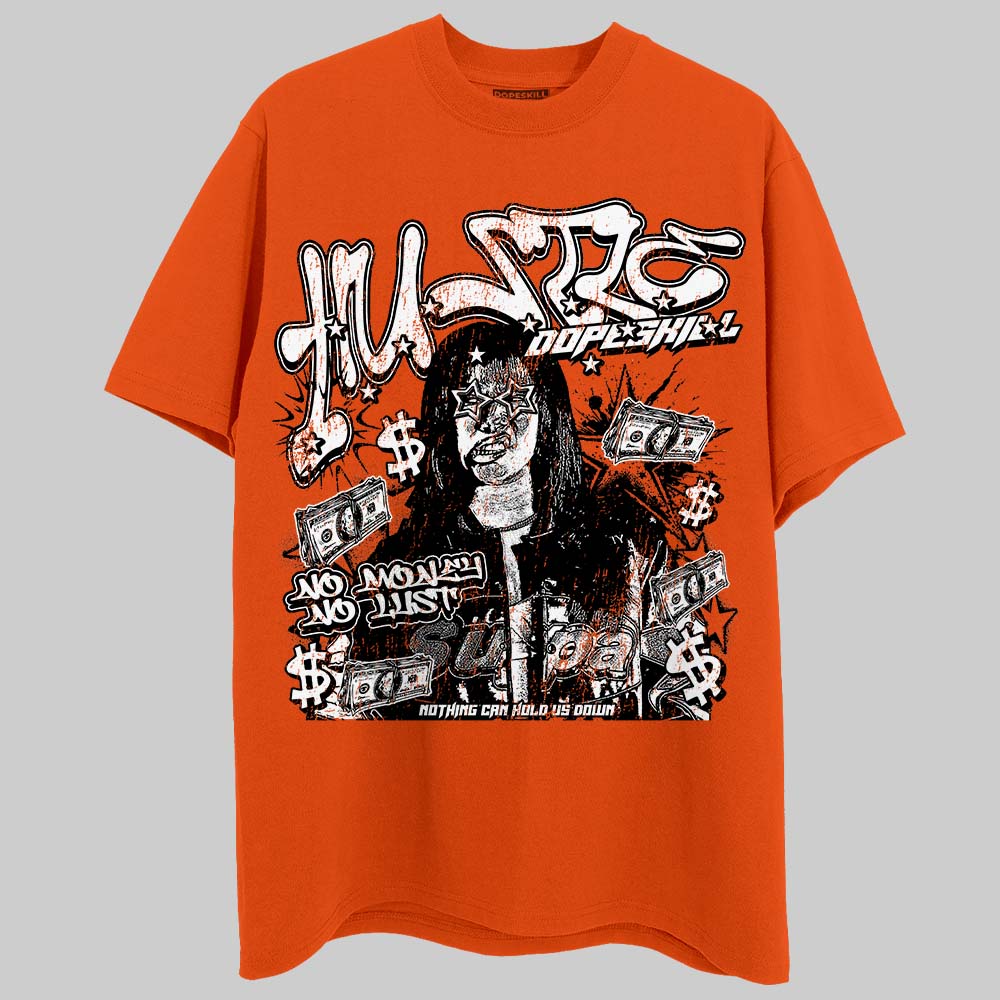 Orange, Black & White Sneakers DopeSkill T-Shirt No Money No Lust Graphic Streetwear - Orange