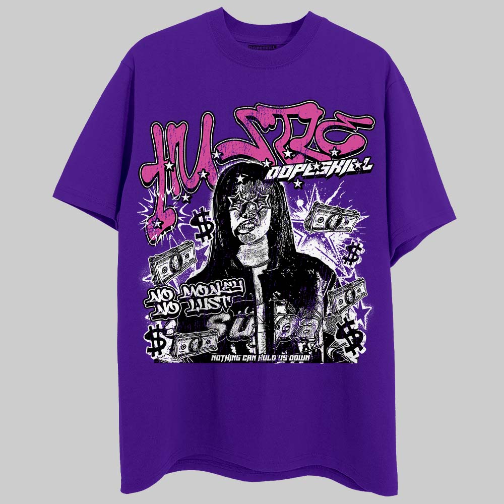 PURPLE Sneakers DopeSkill T-Shirt No Money No Lust Graphic Streetwear - Purple