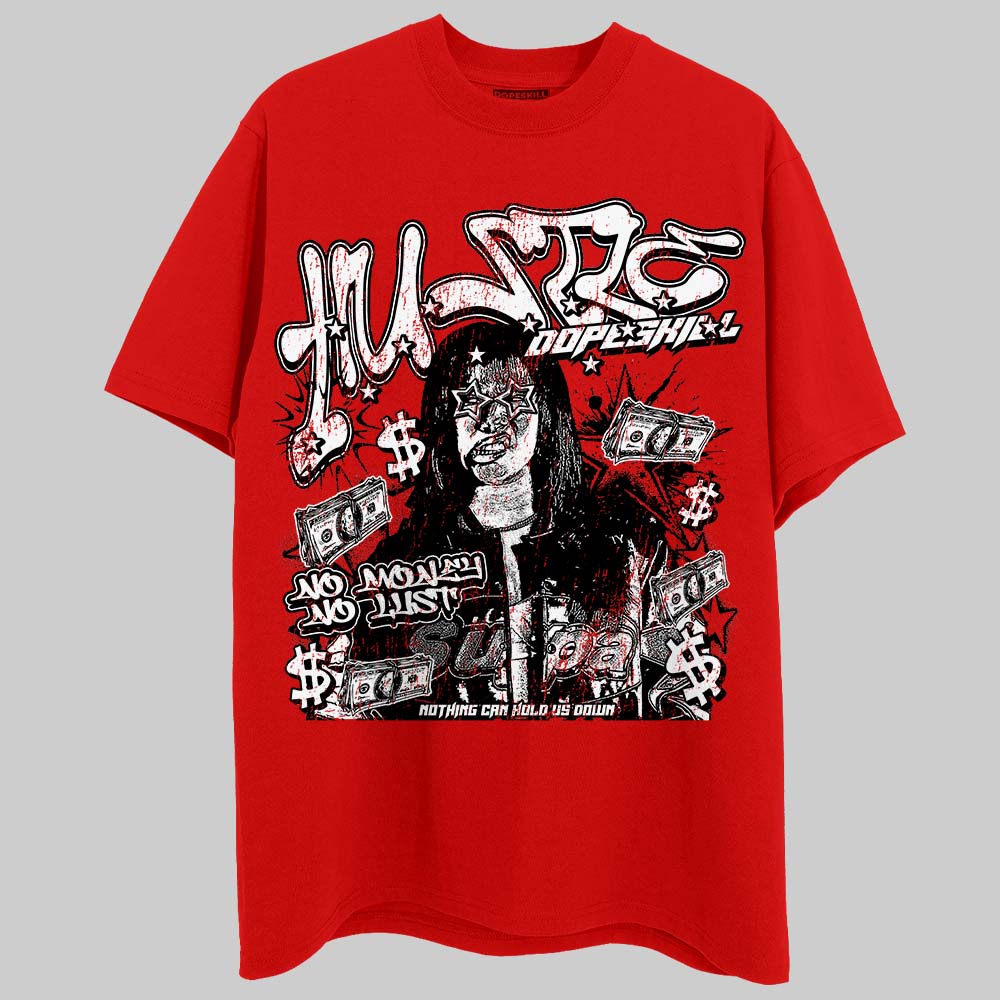 Red Sneakers DopeSkill T-Shirt No Money No Lust Graphic Streetwear - Red