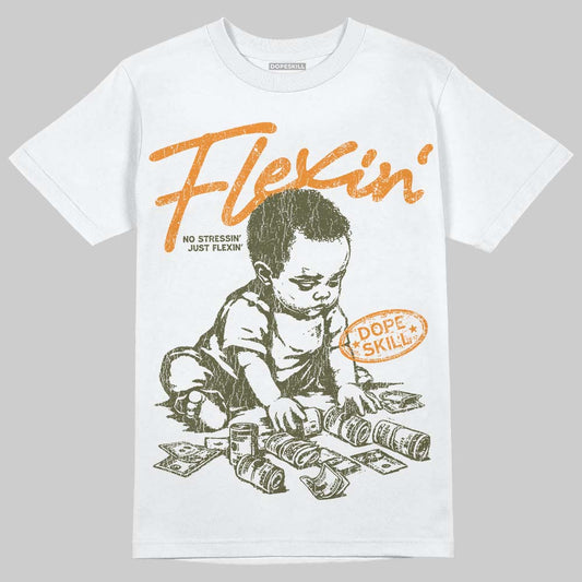 Jordan 5 "Olive" DopeSkill T-Shirt Flexin' Graphic Streetwear - White