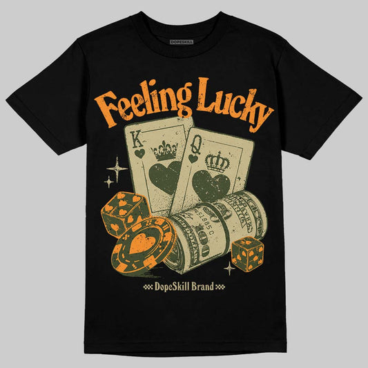Olive Sneakers DopeSkill T-Shirt Feeling Lucky Graphic Streetwear - Black