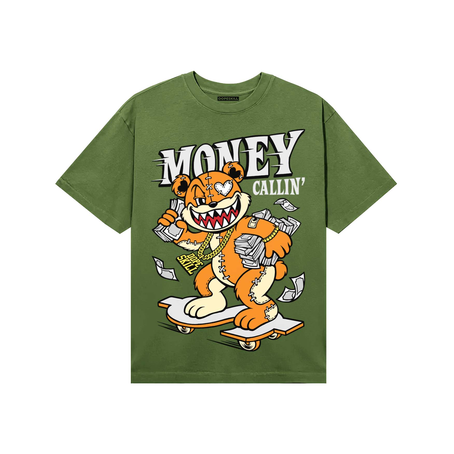 Olive Sneakers DopeSkill T-Shirt Money Callin' Graphic Streetwear - Military Green