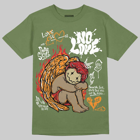 Olive Sneakers DopeSkill T-Shirt No Love Graphic Streetwear - Military Green