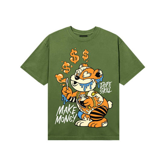 Olive Sneakers DopeSkill T-Shirt Make Money Graphic Streetwear - Military green