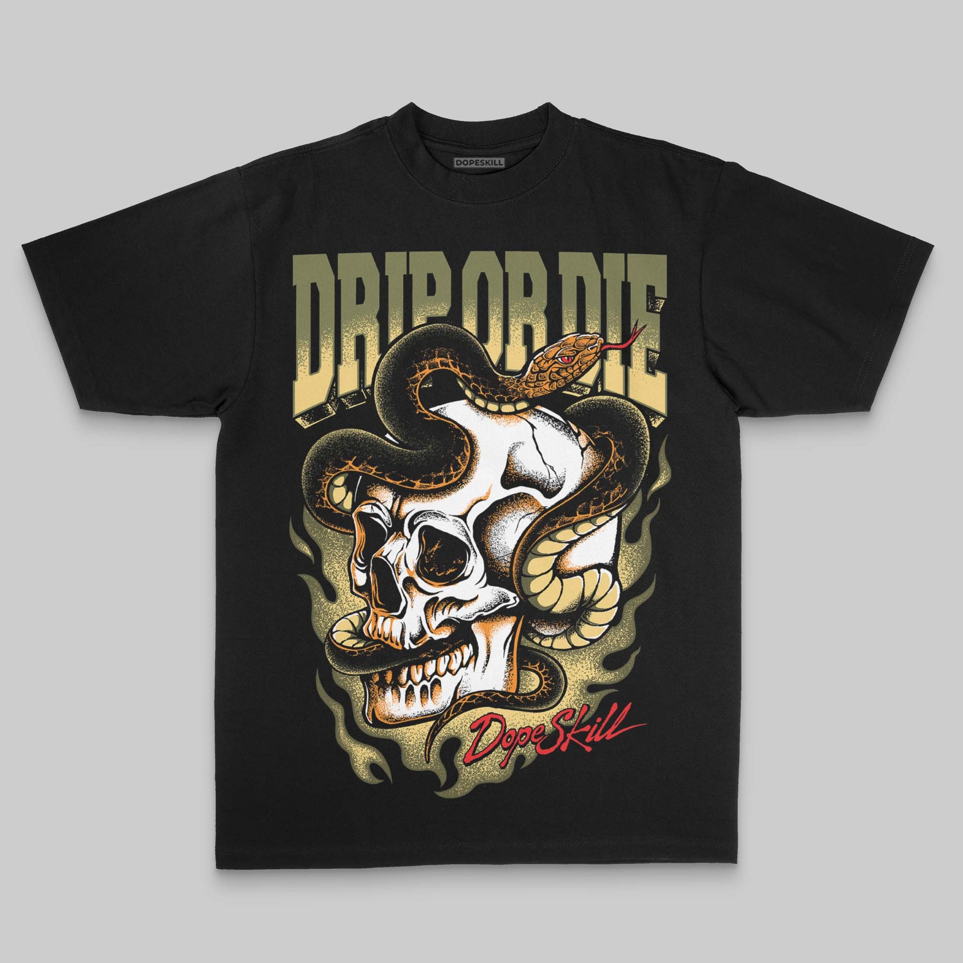 Olive Oversize Print Drip or Die DopeSkill Graphic Premium T-shirt Streetwear - Black