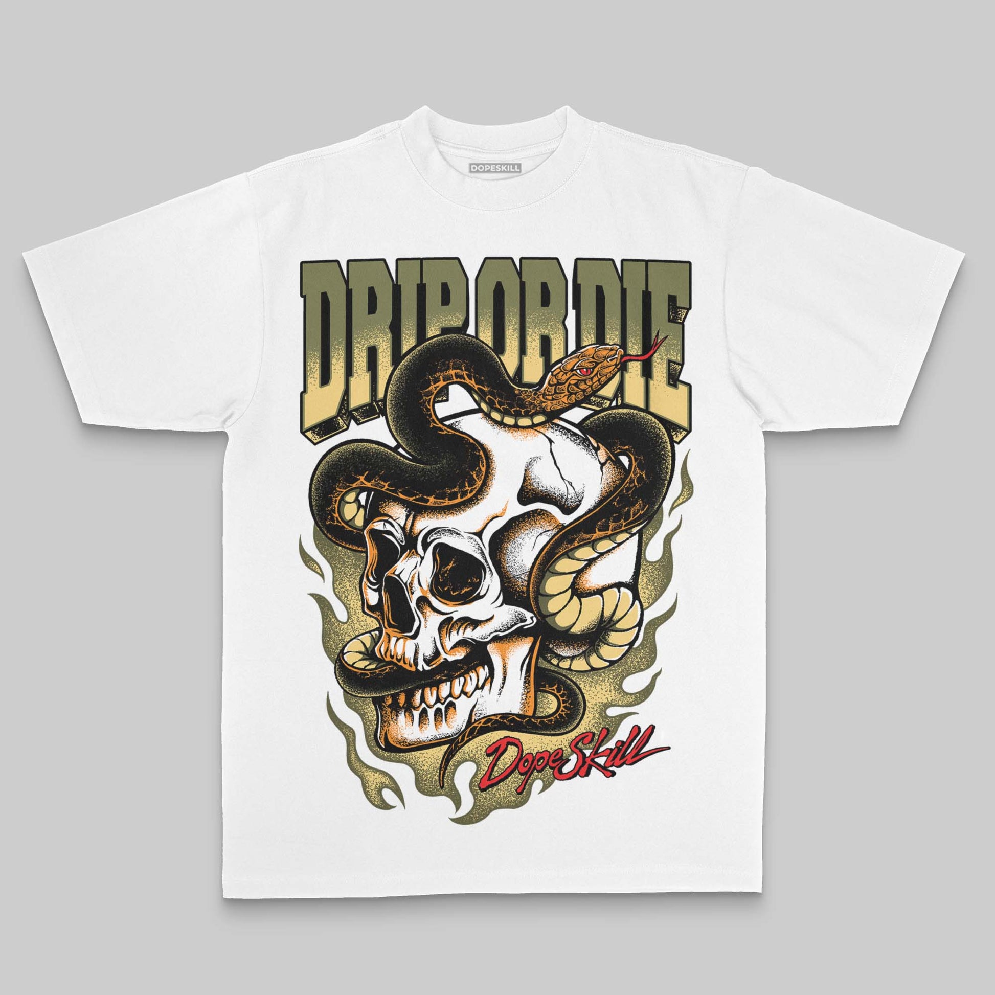 Olive Oversize Print Drip or Die DopeSkill Graphic Premium T-shirt Streetwear - White