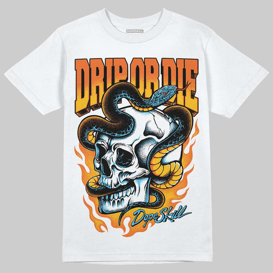 Orange, Black and White Sneakers DopeSkill T-Shirt Drip or Die Graphic Streetwear - White 