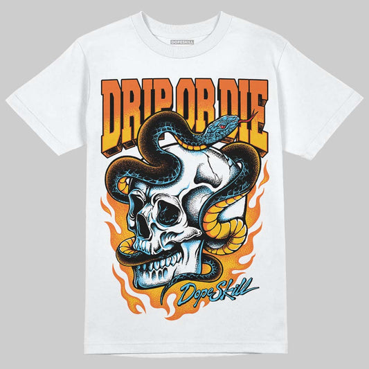 Orange, Black and White Sneakers DopeSkill T-Shirt Drip or Die Graphic Streetwear - White 