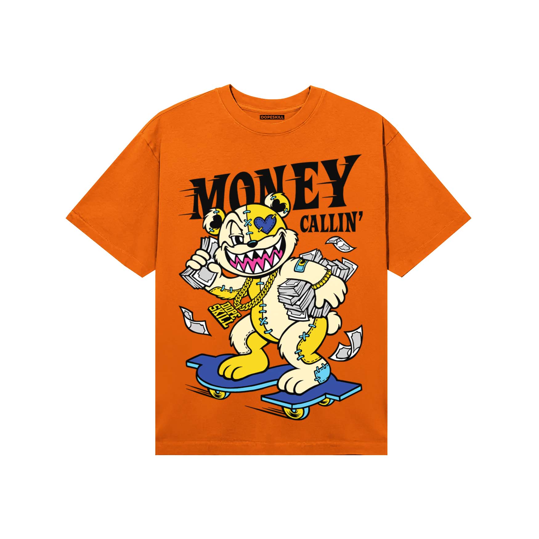 Orange, Black and White Sneakers DopeSkill T-Shirt Money Callin' Graphic Streetwear - Orange