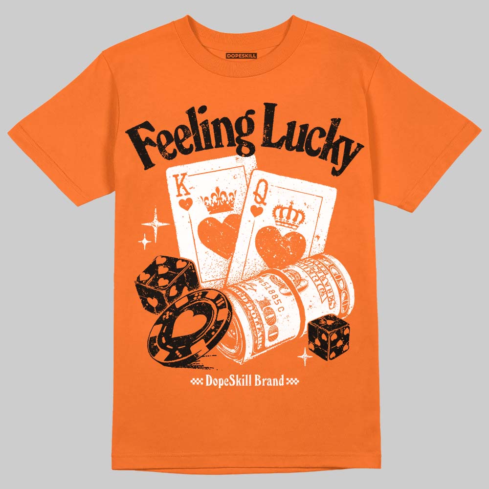 Orange, Black and White Sneakers DopeSkill T-Shirt Feeling Lucky Graphic Streetwear - Orange