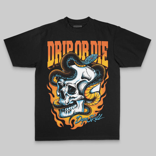 Orange Oversize Print Drip or Die DopeSkill Graphic Premium T-shirt Streetwear - Black