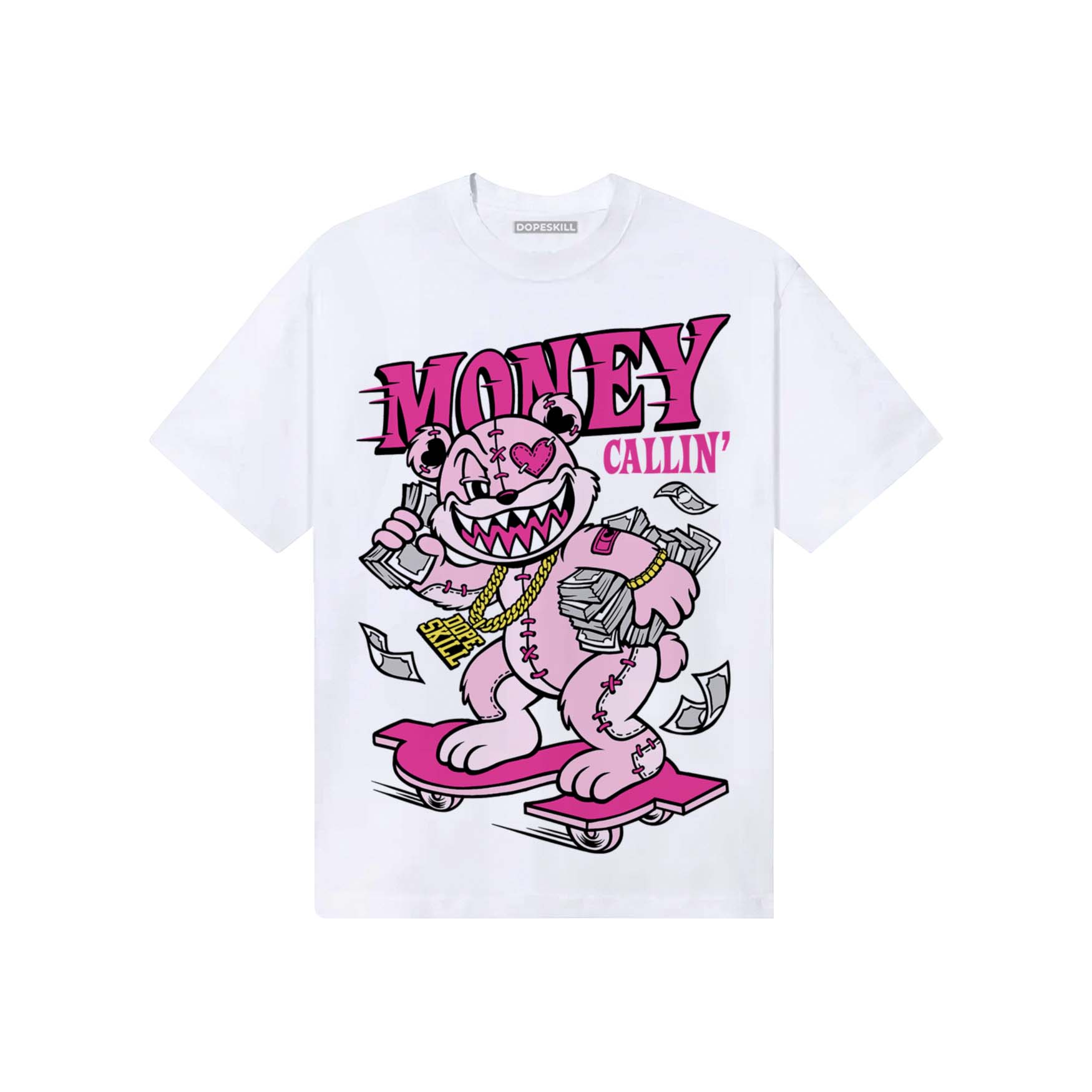 Pink Sneakers DopeSkill T-Shirt Money Callin' Graphic Streetwear - White 