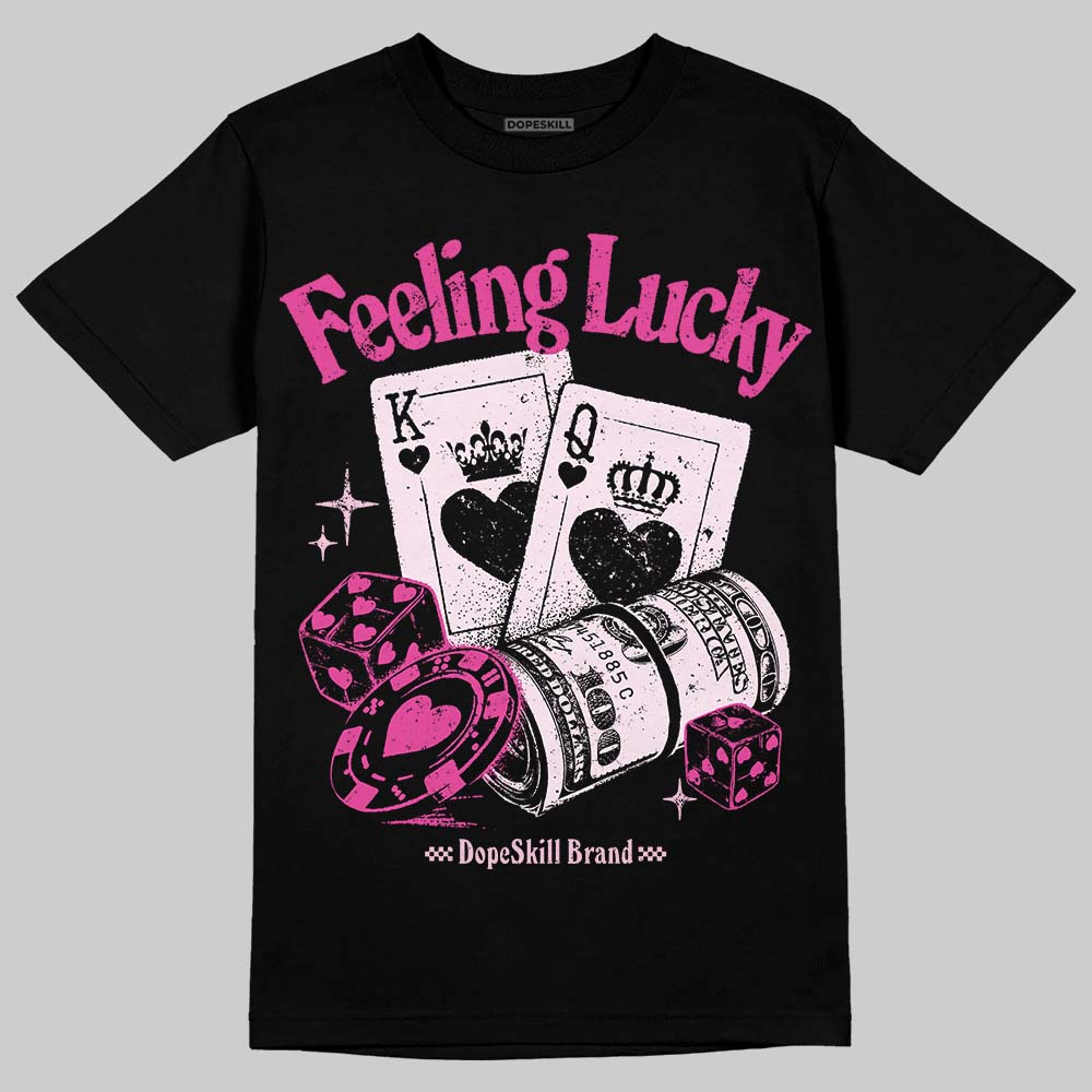 Pink Sneakers DopeSkill T-Shirt Feeling Lucky Graphic Streetwear - Black