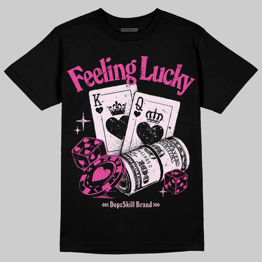Pink Sneakers DopeSkill T-Shirt Feeling Lucky Graphic Streetwear - Black