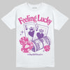 Pink Sneakers DopeSkill T-Shirt Feeling Lucky Graphic Streetwear - White