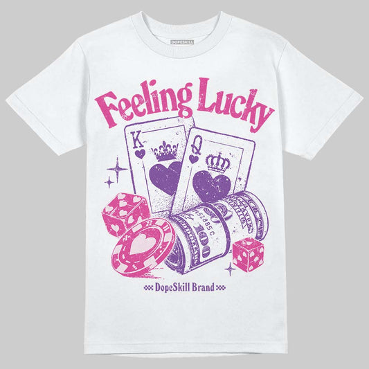 Pink Sneakers DopeSkill T-Shirt Feeling Lucky Graphic Streetwear - White