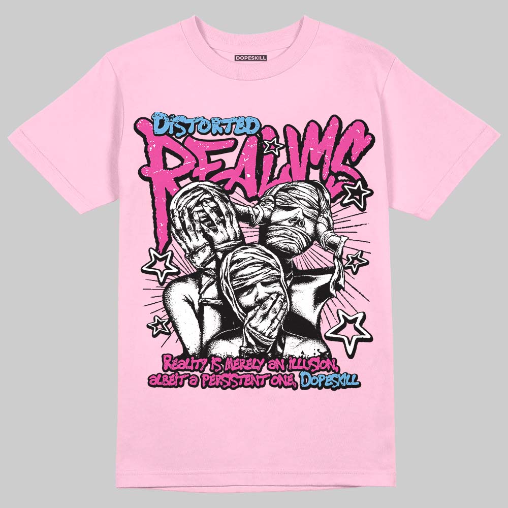 Pink Sneakers DopeSkill T-Shirt Distorted Realms Graphic Streetwear - Light Pink