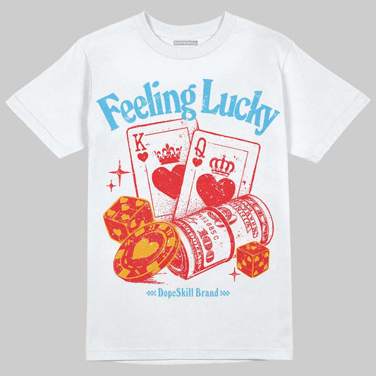 Red Sneakers DopeSkill T-Shirt Feeling Lucky Graphic Streetwear - White