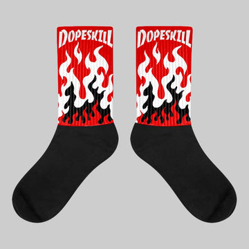 Jordan 4 Retro Red Cement DopeSkill Sublimated Socks FIRE Graphic Streetwear